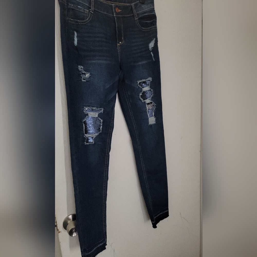 Arizona Jean Co skinny girls blue skinny ripped size 16 free shipping